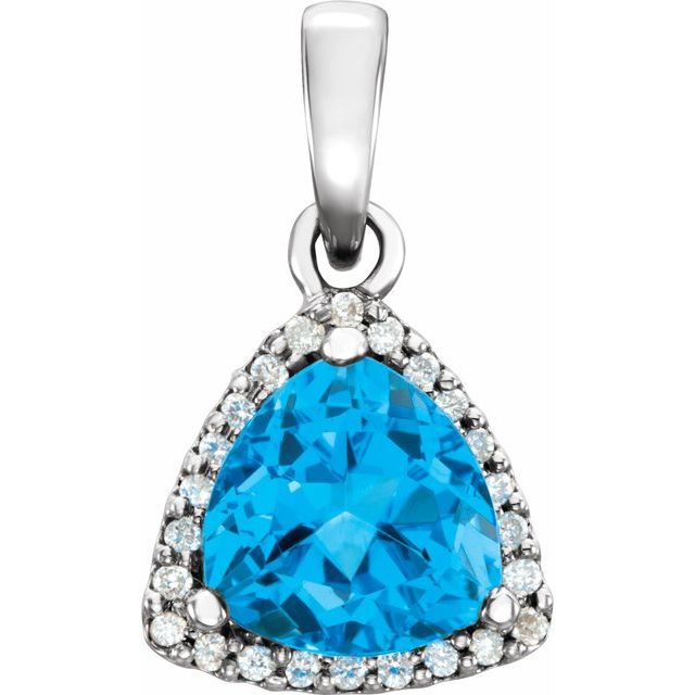 Natural Swiss Blue Topaz Pendant
