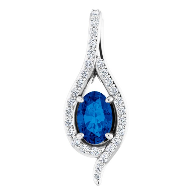 Lab-Grown Blue Sapphire Pendant