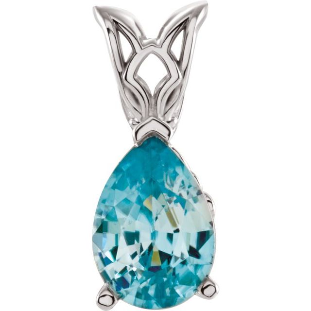 Natural Blue Zircon Pendant
