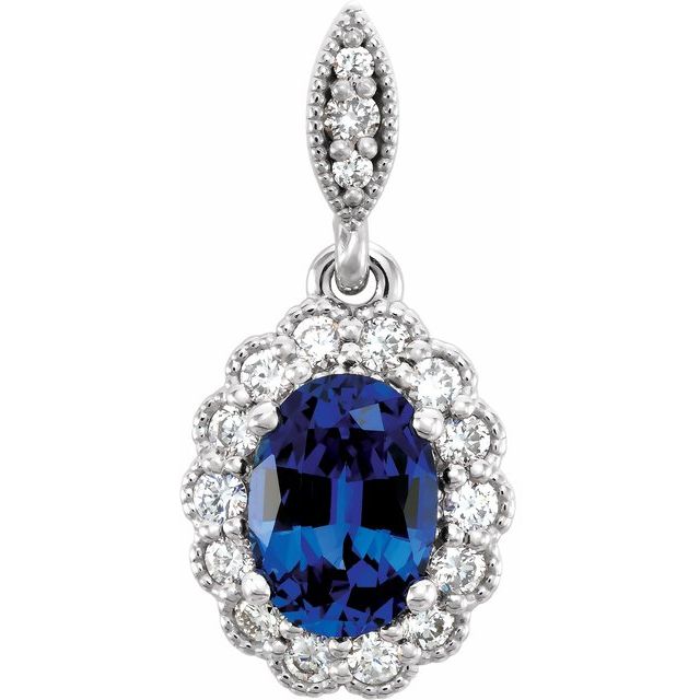 Lab-Grown Blue Sapphire Pendant