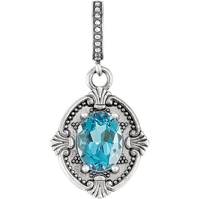 Natural Swiss Blue Topaz Pendant