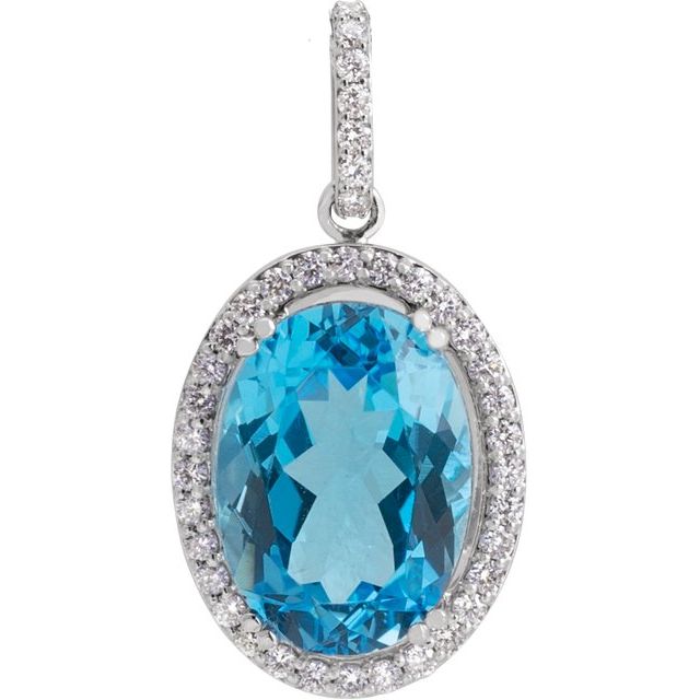 Natural Swiss Blue Topaz Pendant
