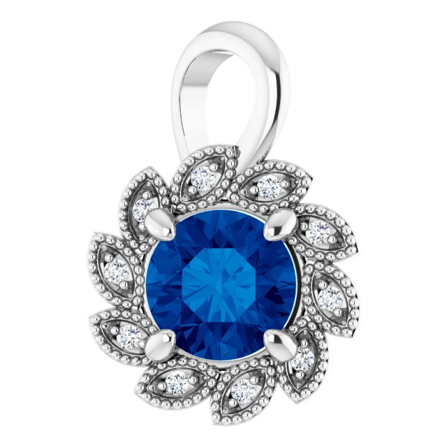 Lab-Grown Blue Sapphire Pendant